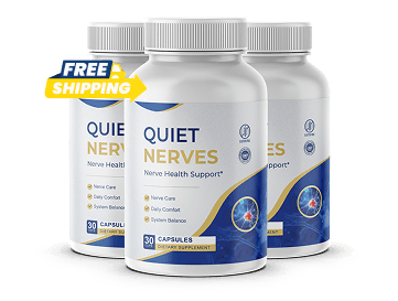 Three bottles of Quiet Nerves nerve health supplement